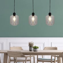 Tobol Steel & Ribbed Glass 3 Light Pendant